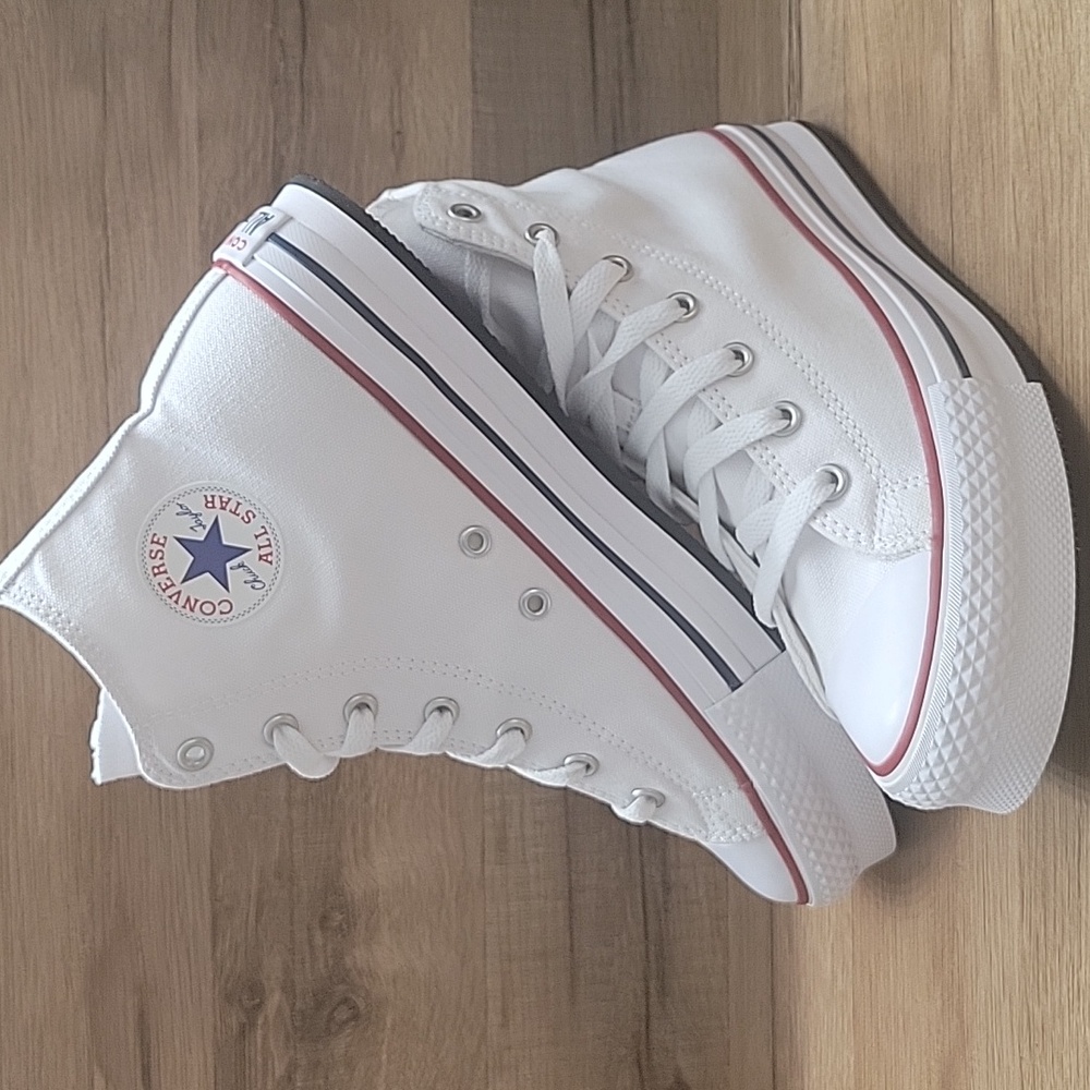 Converse White Sneakers with Blue Star Logo - Picture 2 of 13